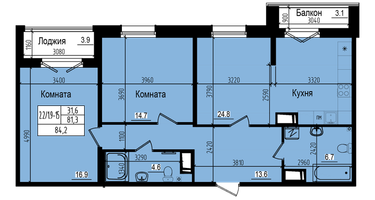 Студия, 84&nbsp;м²