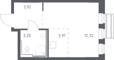 Студия, 22&nbsp;м²
