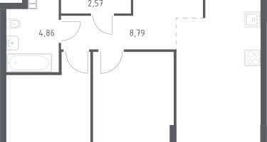 2-к. квартира, 55&nbsp;м²