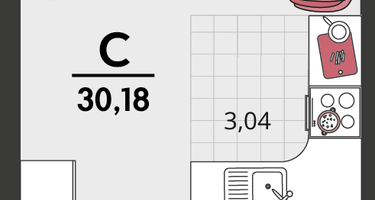 1-к. квартира, 30&nbsp;м²