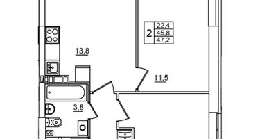 2-к. квартира, 47&nbsp;м²
