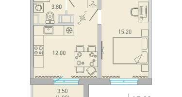 1-к. квартира, 36&nbsp;м²
