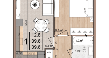 1-к. квартира, 39&nbsp;м²