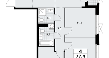 4-к. квартира, 76&nbsp;м²