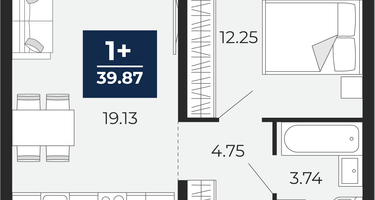 1-к. квартира, 39&nbsp;м²