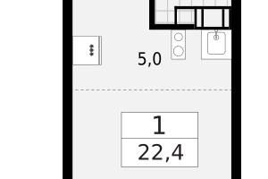 Студия, 22&nbsp;м²