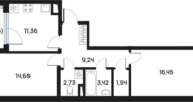 2-к. квартира, 61&nbsp;м²