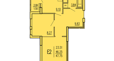 2-к. квартира, 47 м²