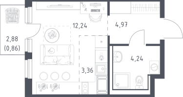 Студия, 25&nbsp;м²