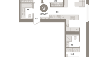 3-к. квартира, 93&nbsp;м²