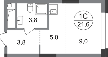 Студия, 21 м²
