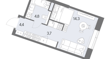 Студия, 27 м²