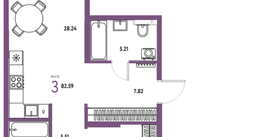 3-к. квартира, 82 м²