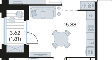 2-к. квартира, 53&nbsp;м²