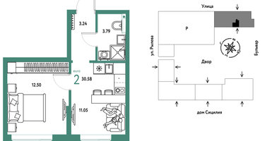 2-к. квартира, 30 м²