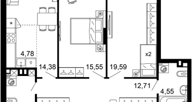 3-к. квартира, 88&nbsp;м²