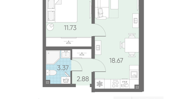 1-к. квартира, 36&nbsp;м²