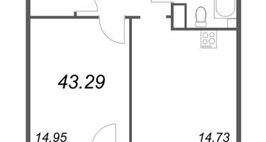 1-к. квартира, 43&nbsp;м²
