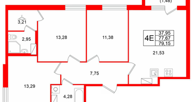 3-к. квартира, 79&nbsp;м²