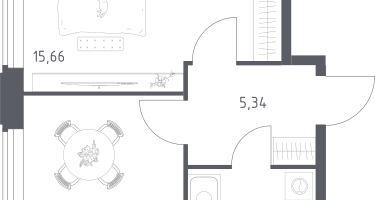 1-к. квартира, 36&nbsp;м²