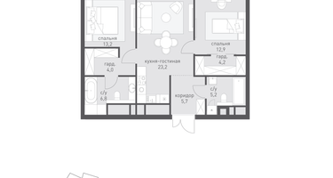 2-к. квартира, 76 м²