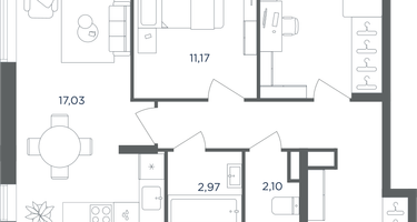 3-к. квартира, 57 м²
