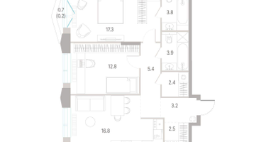 2-к. квартира, 68 м²