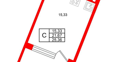 Студия, 21&nbsp;м²