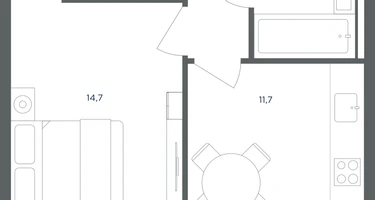 1-к. квартира, 38&nbsp;м²