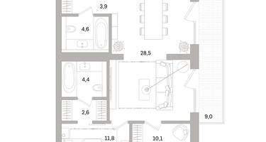 2-к. квартира, 84 м²