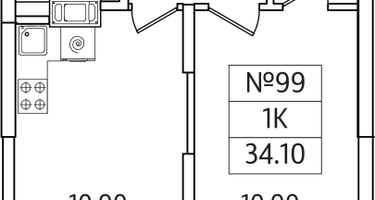 1-к. квартира, 34&nbsp;м²