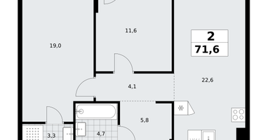 2-к. квартира, 71&nbsp;м²