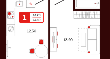 1-к. квартира, 37 м²