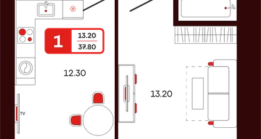 1-к. квартира, 37 м²
