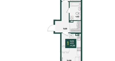 1-к. квартира, 44&nbsp;м²
