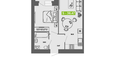 Студия, 38&nbsp;м²