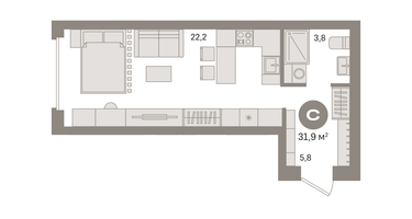 2-к. квартира, 72 м²