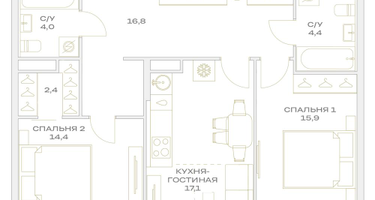3-к. квартира, 75 м²