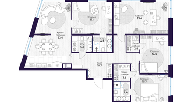 4-к. квартира, 141&nbsp;м²