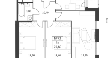 3-к. квартира, 77&nbsp;м²