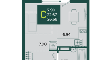 Студия, 26&nbsp;м²