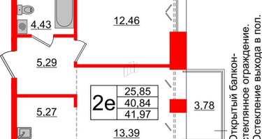 1-к. квартира, 40 м²