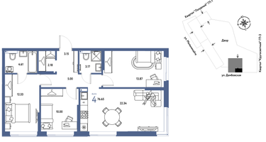 4-к. квартира, 76 м²