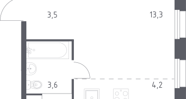 Студия, 23&nbsp;м²