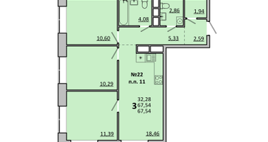 3-к. квартира, 67 м²