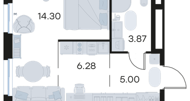 Студия, 29 м²