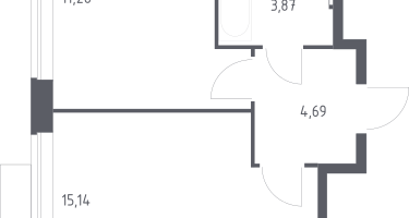 1-к. квартира, 34&nbsp;м²