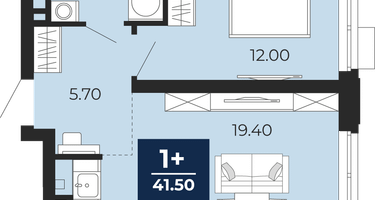 1-к. квартира, 41 м²