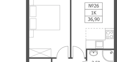 1-к. квартира, 36&nbsp;м²