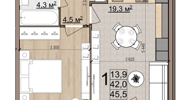 1-к. квартира, 45 м²